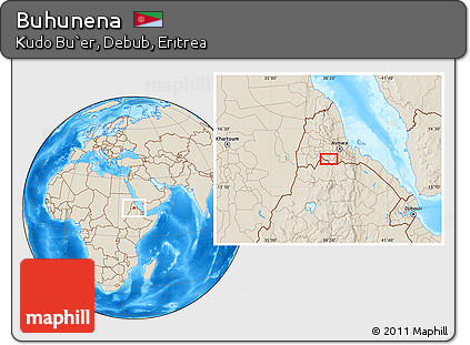 Shaded Relief Location Map of Buhunena