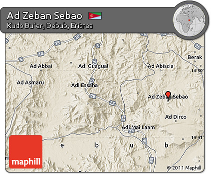 Shaded Relief Map of Ad Zeban Sebao