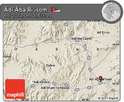 Shaded Relief Map of Ādī Āba Ri'isom