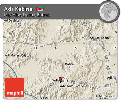 Shaded Relief Map of Adi-Ketina