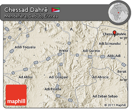 Shaded Relief Map of Chessad Dahrē