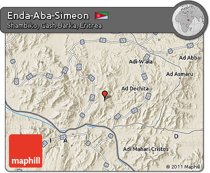 Shaded Relief Map of Enda-Aba-Simeon