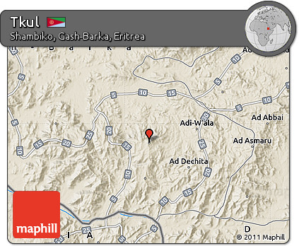 Shaded Relief Map of Tkul