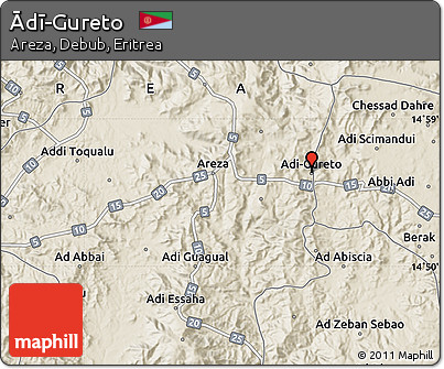 Shaded Relief Map of Ādī-Gureto