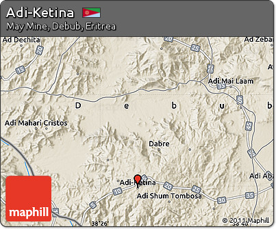 Shaded Relief Map of Adi-Ketina