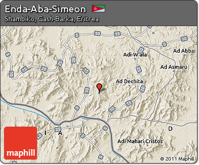 Shaded Relief Map of Enda-Aba-Simeon