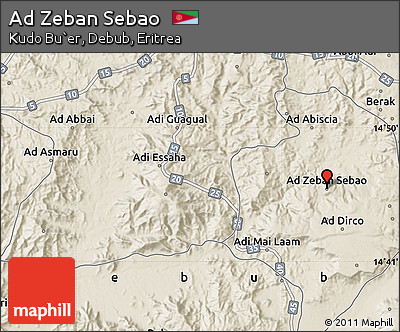 Shaded Relief Map of Ad Zeban Sebao