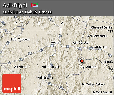 Shaded Relief Map of Adi-Bigdi