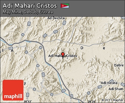 Shaded Relief Map of Adi Mahari Cristos