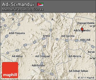 Shaded Relief Map of Adi Scimandui