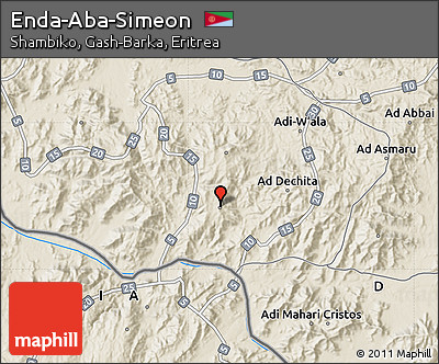 Shaded Relief Map of Enda-Aba-Simeon