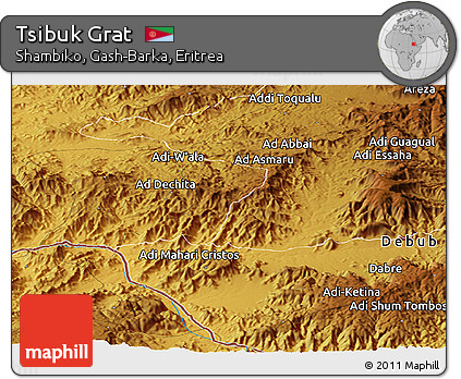 Physical Panoramic Map of Tsibuk Grat