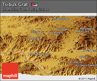 Physical Panoramic Map of Tsibuk Grat