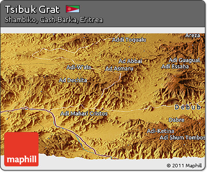 Physical Panoramic Map of Tsibuk Grat