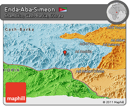Political Panoramic Map of Enda-Aba-Simeon