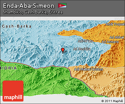 Political Panoramic Map of Enda-Aba-Simeon