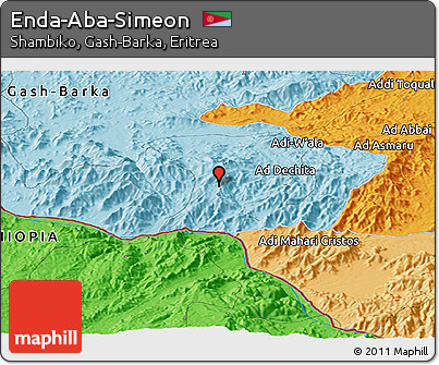 Political Panoramic Map of Enda-Aba-Simeon