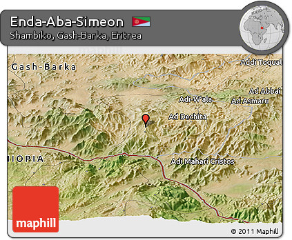 Satellite Panoramic Map of Enda-Aba-Simeon