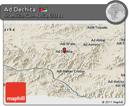 Shaded Relief Panoramic Map of Ad Dechita