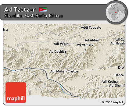 Shaded Relief Panoramic Map of Ad Tzatzer