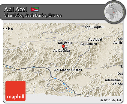 Shaded Relief Panoramic Map of Adi Atei