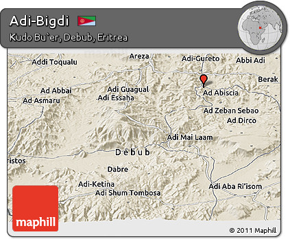 Shaded Relief Panoramic Map of Adi-Bigdi