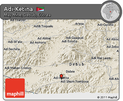 Shaded Relief Panoramic Map of Adi-Ketina