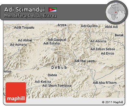 Shaded Relief Panoramic Map of Adi Scimandui