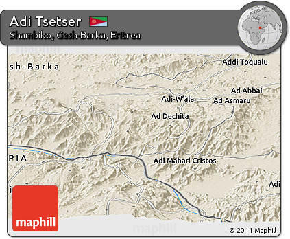 Shaded Relief Panoramic Map of Adi Tsetser