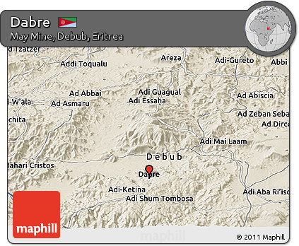 Shaded Relief Panoramic Map of Dabre