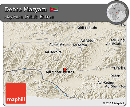 Shaded Relief Panoramic Map of Debre Maryam