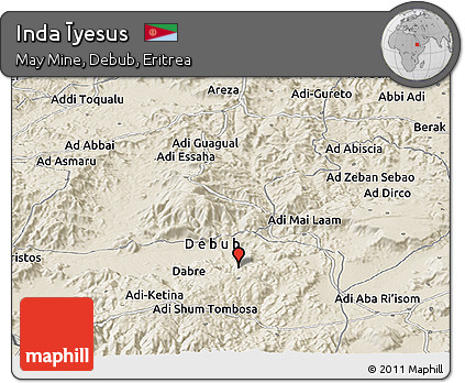 Shaded Relief Panoramic Map of Inda Īyesus