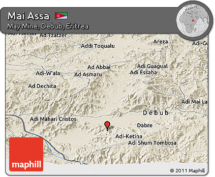 Shaded Relief Panoramic Map of Mai Assa