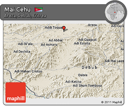 Shaded Relief Panoramic Map of Mai Cehu