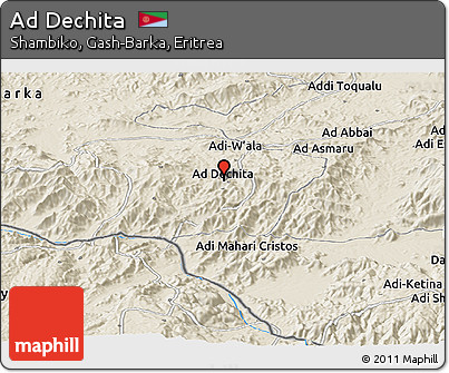 Shaded Relief Panoramic Map of Ad Dechita