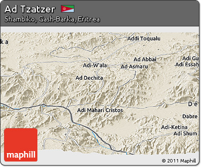 Shaded Relief Panoramic Map of Ad Tzatzer