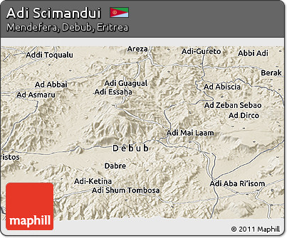 Shaded Relief Panoramic Map of Adi Scimandui