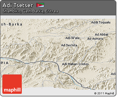 Shaded Relief Panoramic Map of Adi Tsetser