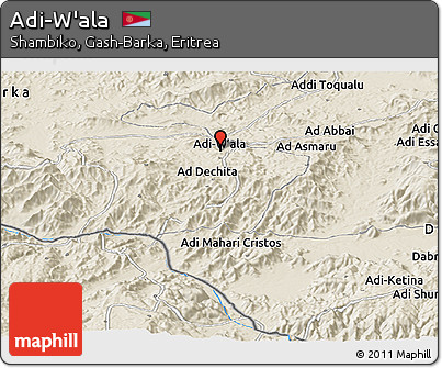 Shaded Relief Panoramic Map of Adi-W'ala