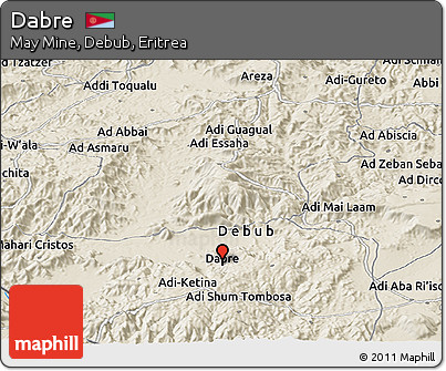 Shaded Relief Panoramic Map of Dabre