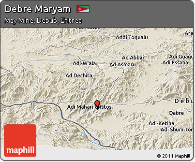 Shaded Relief Panoramic Map of Debre Maryam
