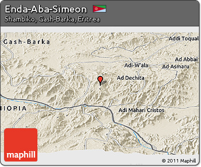 Shaded Relief Panoramic Map of Enda-Aba-Simeon