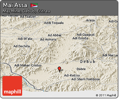 Shaded Relief Panoramic Map of Mai Assa
