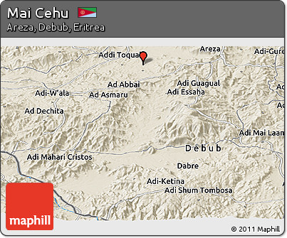 Shaded Relief Panoramic Map of Mai Cehu