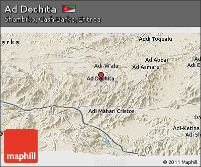 Shaded Relief Panoramic Map of Ad Dechita