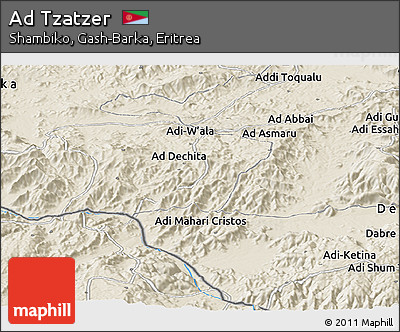 Shaded Relief Panoramic Map of Ad Tzatzer