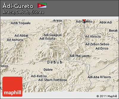 Shaded Relief Panoramic Map of Ādī-Gureto