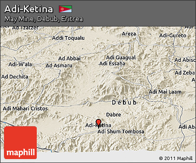 Shaded Relief Panoramic Map of Adi-Ketina