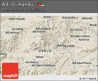 Shaded Relief Panoramic Map of Adi Scimandui