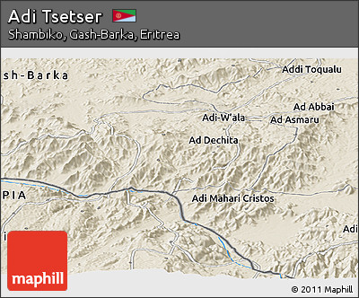 Shaded Relief Panoramic Map of Adi Tsetser